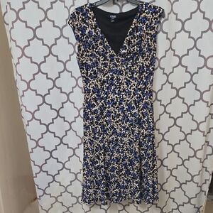 Chaps Navy and Cream Floral Midi Dress